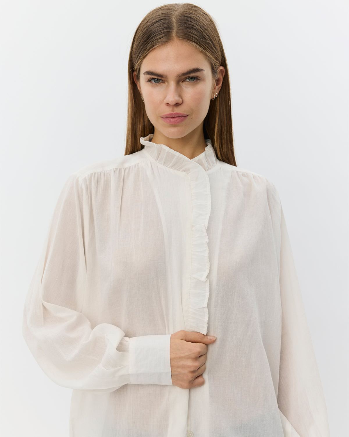 Sofie Schnoor WOMEN EDNASW SKJORTE MED FLÆSE Skjorte 0103 Off white