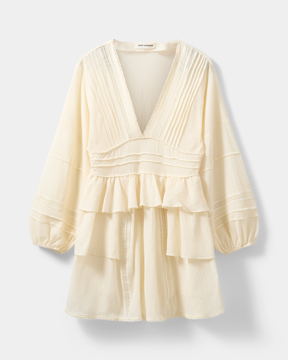 Sofie Schnoor WOMEN JOUVESW BLONDE DETALJE MIDI KJOLE Kjole 0159 Cream White