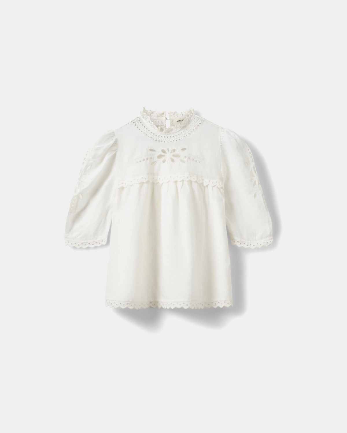Sofie Schnoor WOMEN MAIASW BRODERET UDSKÅRET BLONDE TOP Top 0159 Cream White