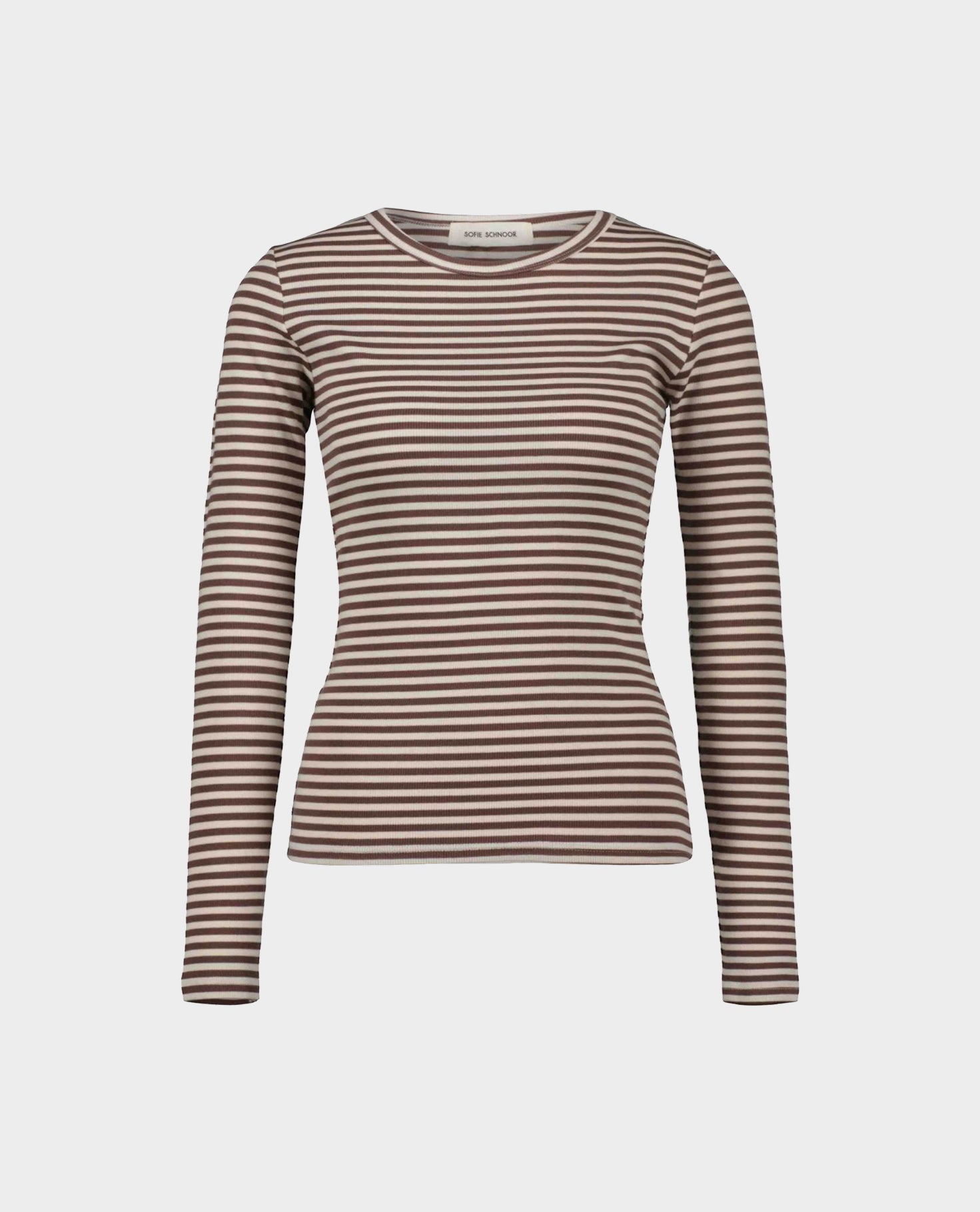Sofie Schnoor WOMEN PETRICIASW STRIBE T-SHIRT LANGÆRMET T-shirt lang ærmet 7113 Brown Striped