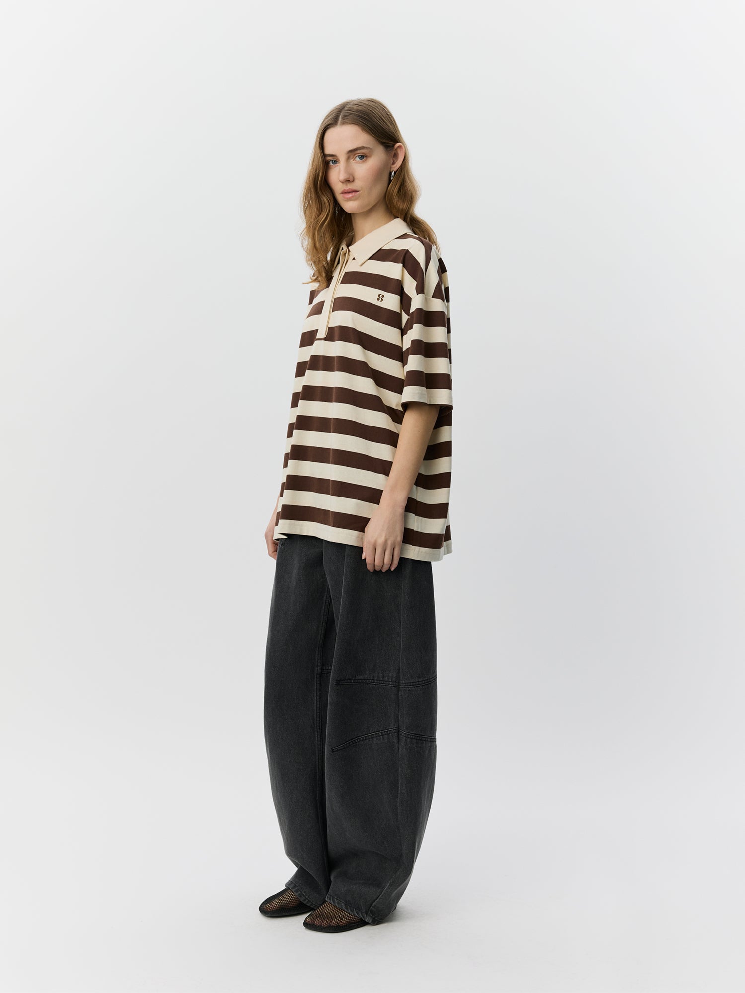 Sofie Schnoor WOMEN PILSW OVERSIZE STRIPET POLO T-SHIRT T-shirt 0140 Off White Striped