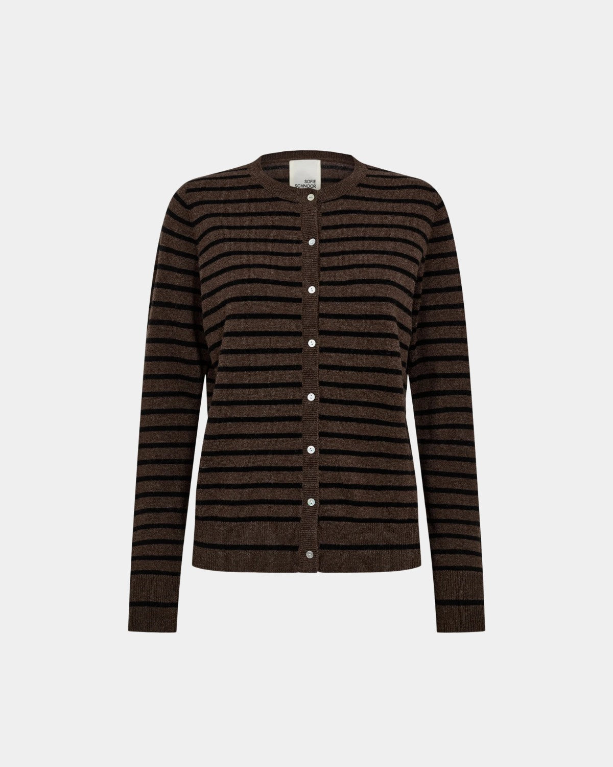 Sofie Schnoor WOMEN CISSESW STRIBET CARDIGAN Cardigan 7141 Dark Brown Black striped