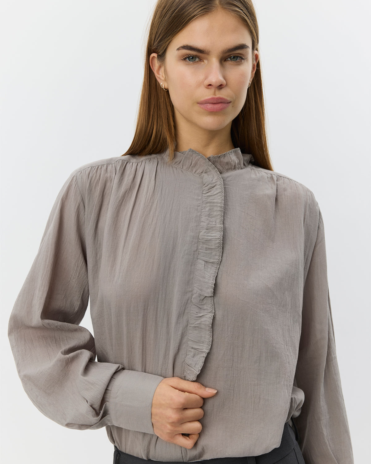 Sofie Schnoor WOMEN EDNASW SKJORTE MED FLÆSE Skjorte 8052 Stone Grey
