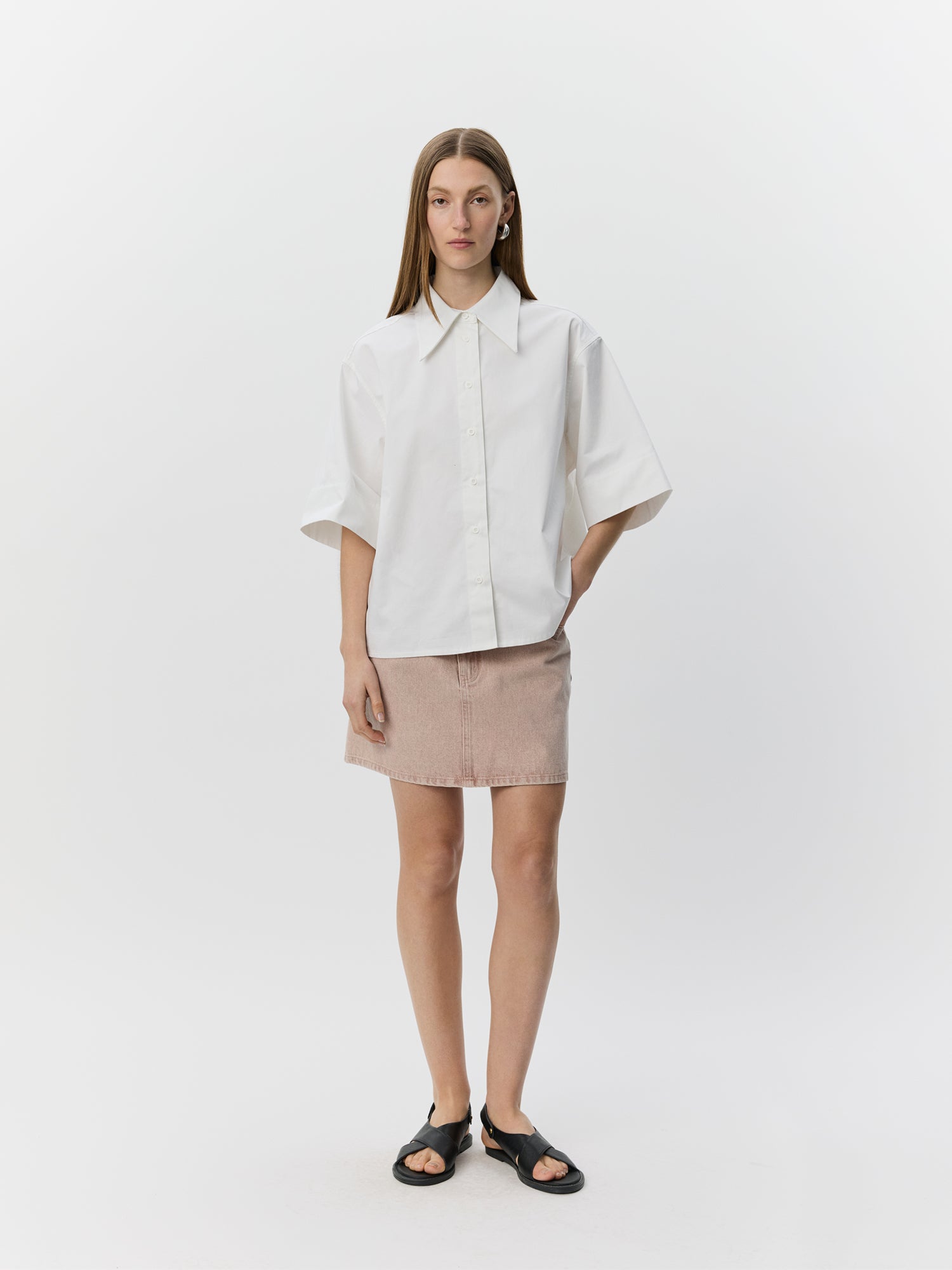 Sofie Schnoor WOMEN HARVEYSW OVERSIZE KORTÆRMET SKJORTE Skjorte 0101 Off white
