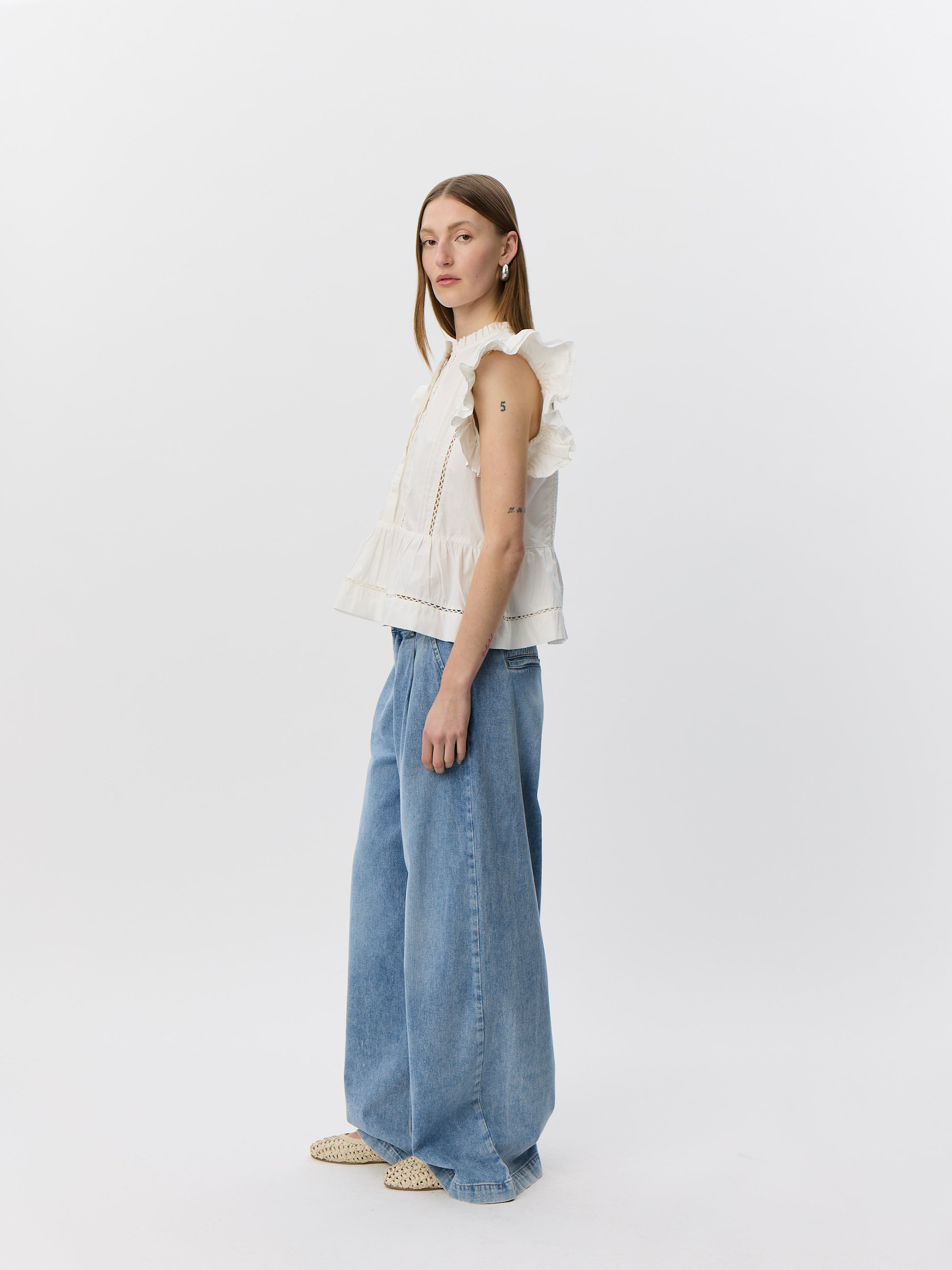 Sofie Schnoor WOMEN JULIENSW FRILL BOMULDSTOP Top 0141 White Alyssum