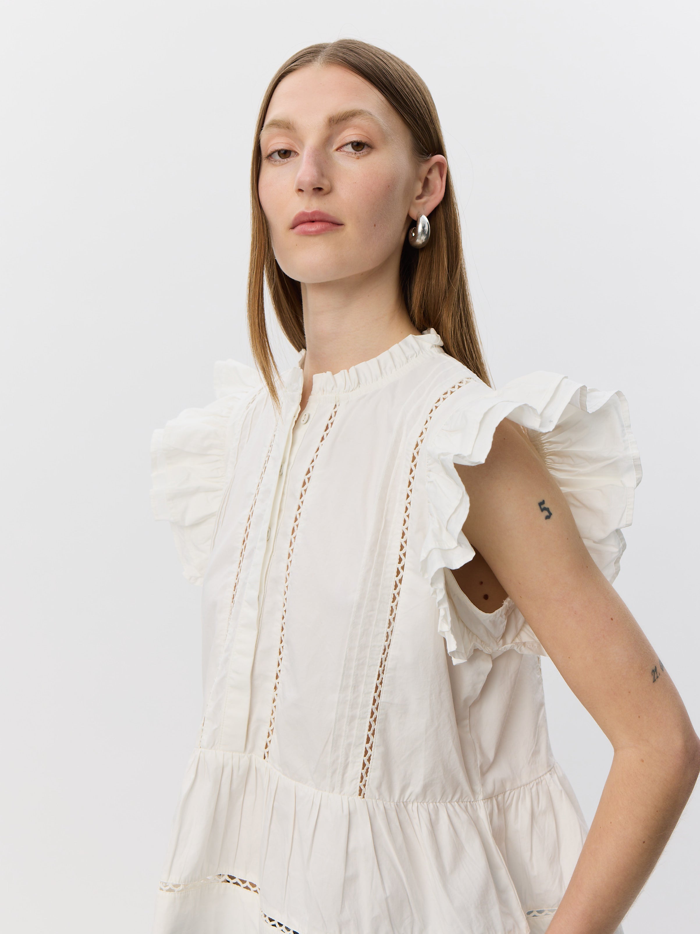 Sofie Schnoor WOMEN JULIENSW FRILL BOMULDSTOP Top 0141 White Alyssum