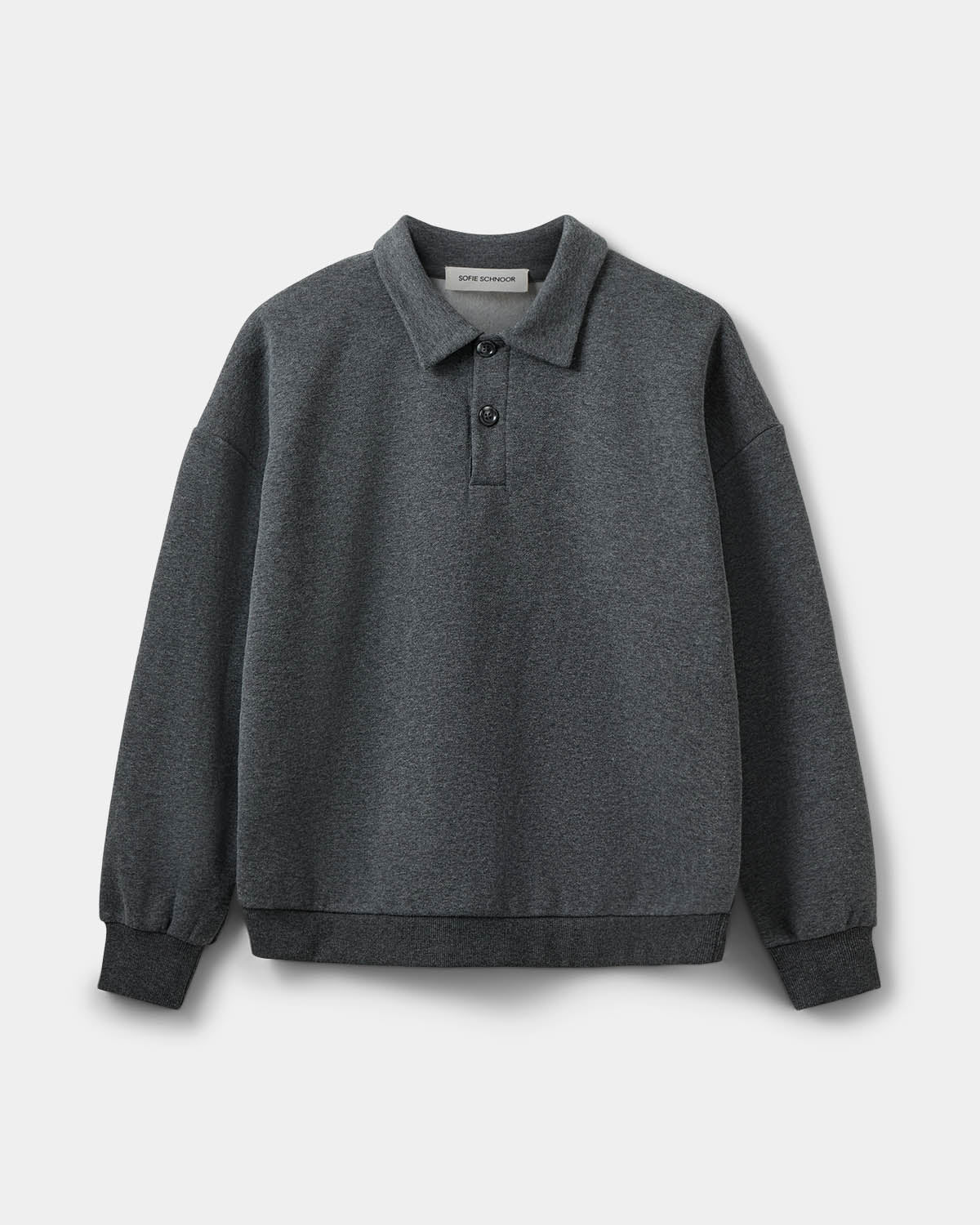 Sofie Schnoor WOMEN LUMESW POLO SWEATSHIRT T-shirt lang ærmet 8011 Dark grey melange