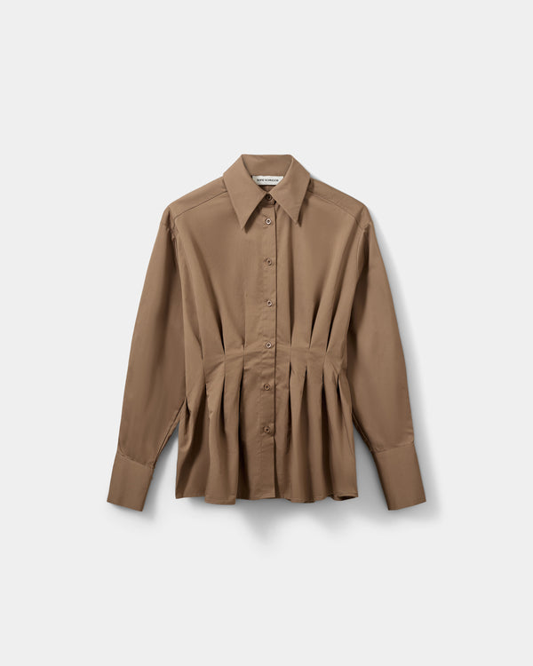 Sofie Schnoor WOMEN MIKRASW FITTED SKJORTE MED LÆG Skjorte 9099 Middle Brown