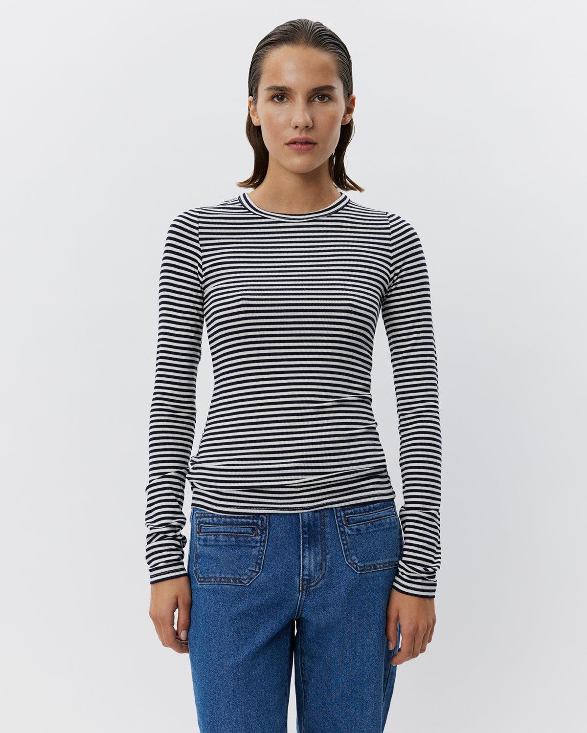 Sofie Schnoor WOMEN PETRICIASW STRIBE T-SHIRT LANGÆRMET T-shirt lang ærmet 5112 Navy Striped