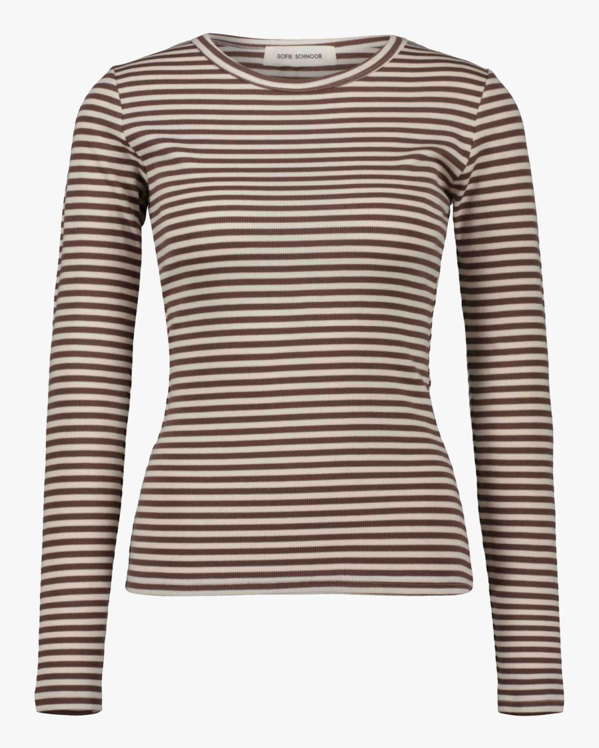 Sofie Schnoor WOMEN PETRICIASW STRIBE T-SHIRT LANGÆRMET T-shirt lang ærmet 7113 Brown Striped