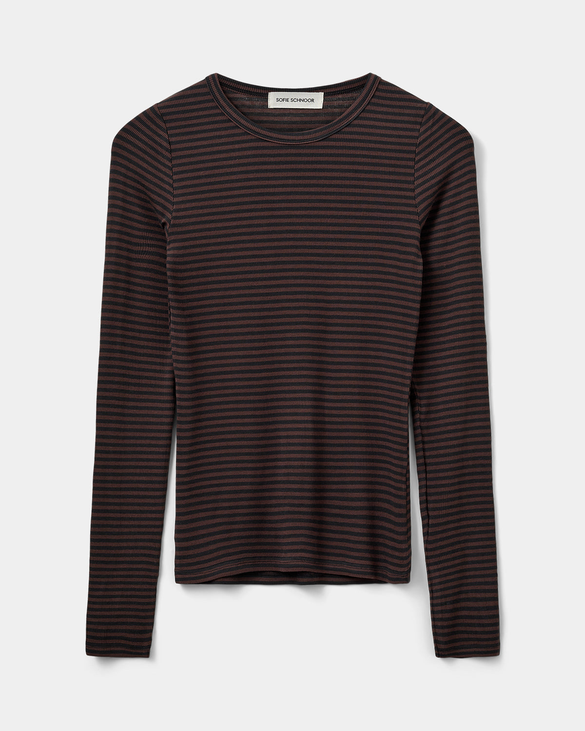 Sofie Schnoor WOMEN PETRICIASW STRIBE T-SHIRT LANGÆRMET T-shirt lang ærmet 7141 Dark Brown Black striped