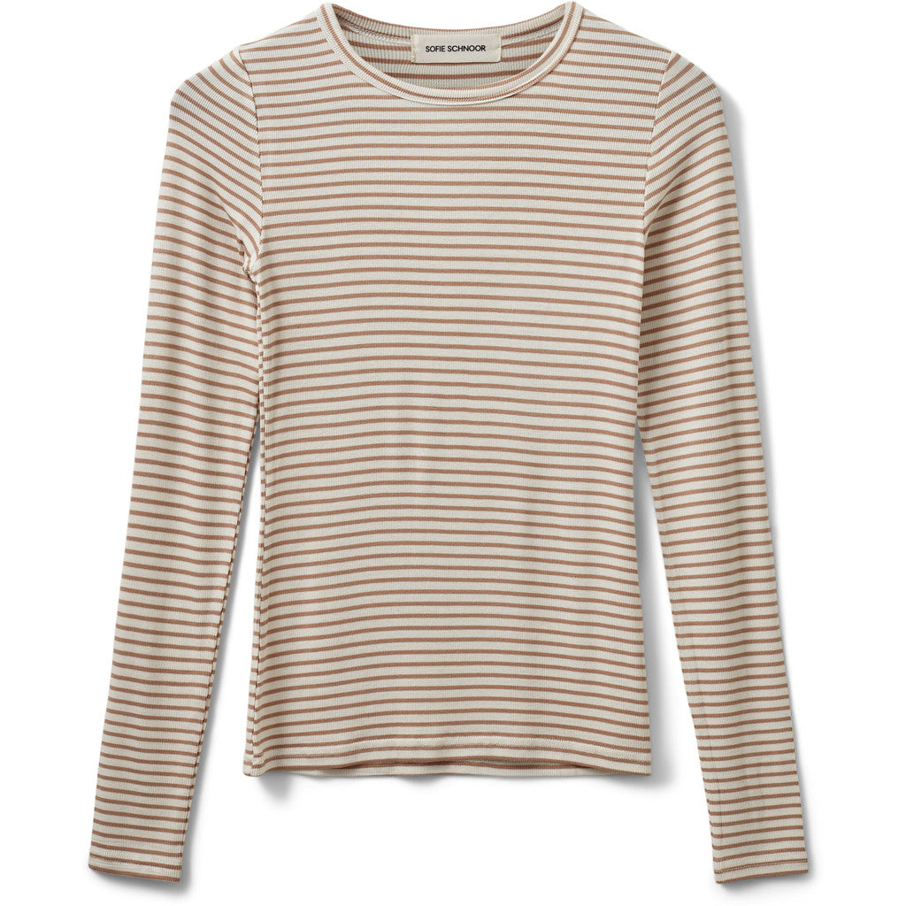 Sofie Schnoor WOMEN PETRICIASW STRIBE T-SHIRT LANGÆRMET T-shirt lang ærmet 7120 Beige Striped