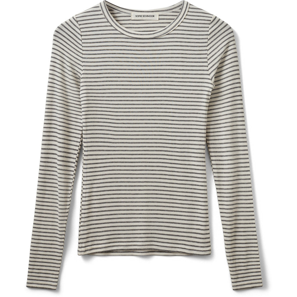 Sofie Schnoor WOMEN PETRICIASW STRIBE T-SHIRT LANGÆRMET T-shirt lang ærmet 8048 Grey Striped