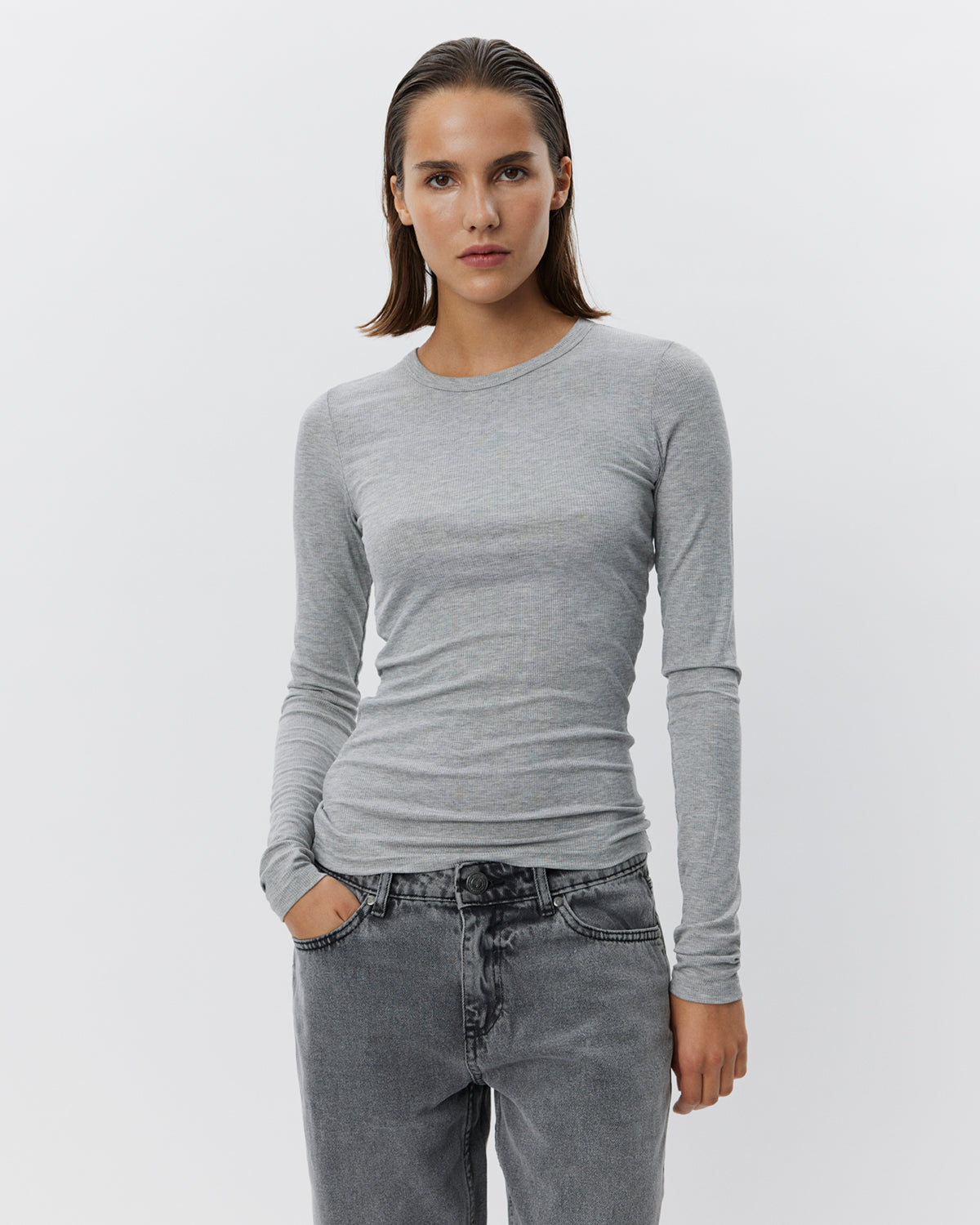 Sofie Schnoor WOMEN PETRICIASW T-SHIRT LANGÆRMET T-shirt lang ærmet 8000 Grey mel