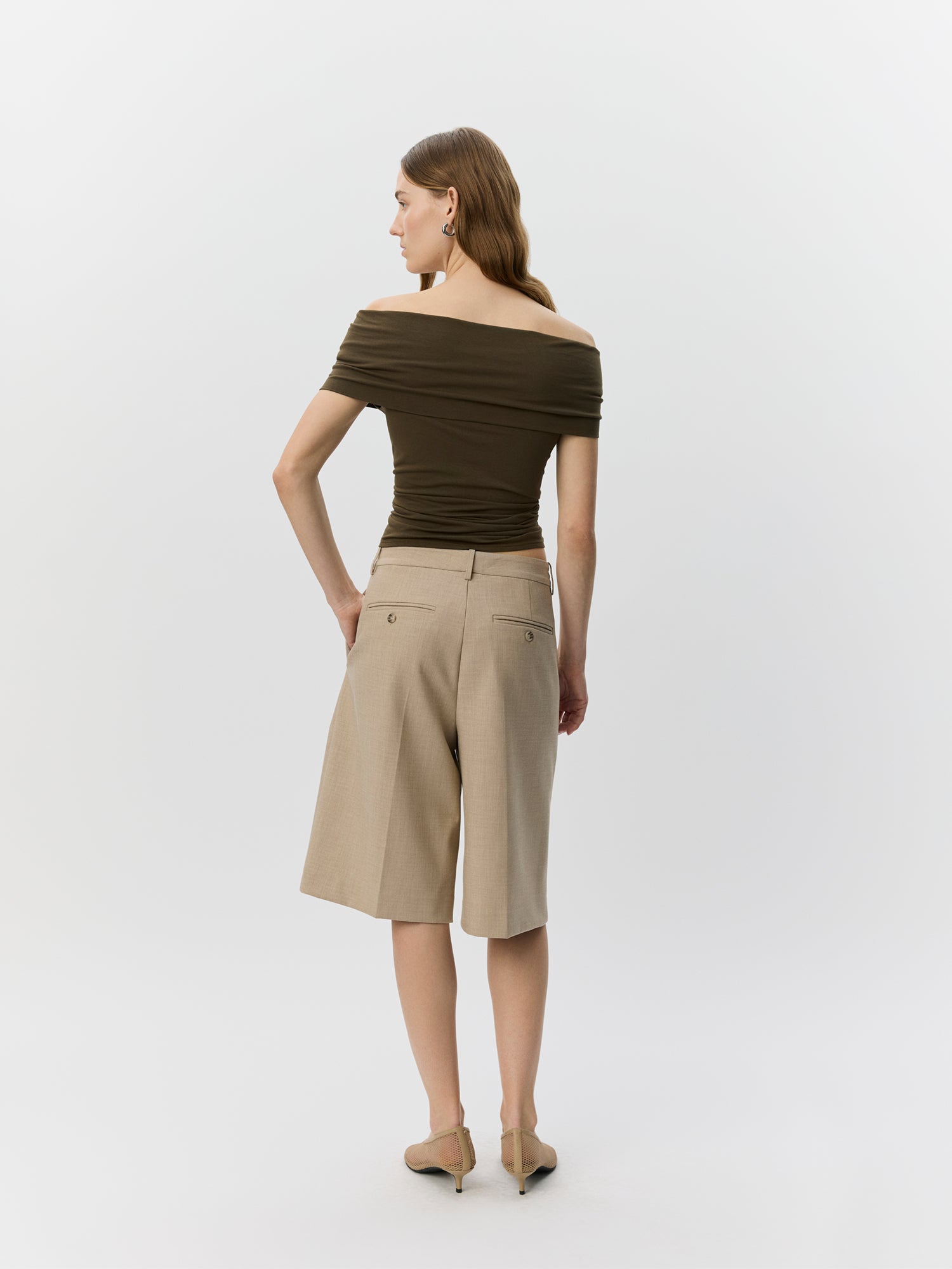 Sofie Schnoor WOMEN SINKASW OFF SHOULDER JERSEY TOP Top 3097 Olive Brown