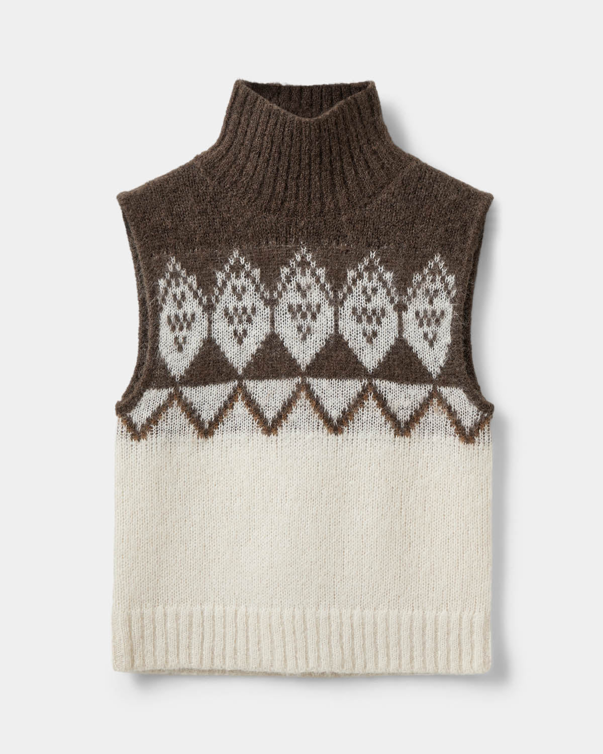 Sofie Schnoor WOMEN VILDASW HØJHALSET STRIK VEST Strik 9144 Off White - Brown